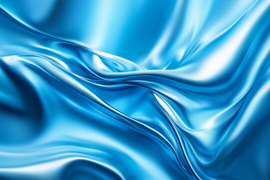 Silky Blue Fabric Texture &ndash; Glossy Satin Material Abstract Flow

