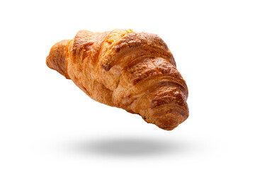 Delicious snack croissant on white background