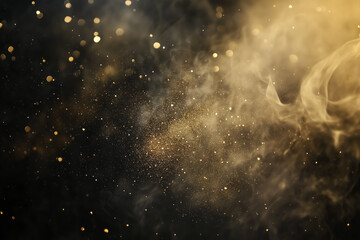 Golden Dust Sparkles in the Dark – Magical Abstract Glitter Background