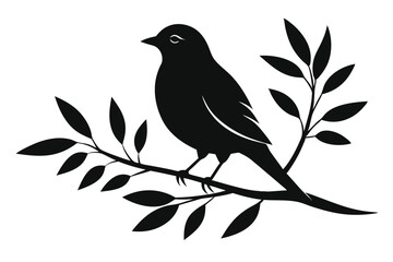 Fototapeta premium Bird Silhouette on Branch Minimalist Design of Wildlife, Nature, and Ornithology