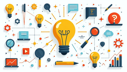 big set creative ideas brainstorming tools icons innovative solutions editing
