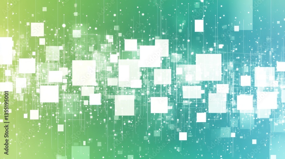 Poster abstract digital background with glowing squares and lines.