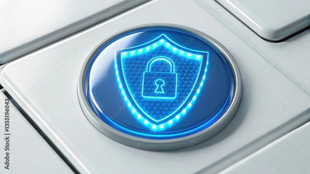 Aufkleber computer key featuring a blue shield icon representing secure digital finance and virtual banking