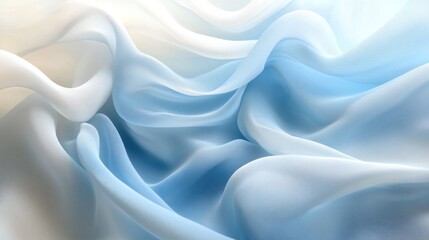 Fototapeta premium Soft, flowing ombre fabric in blue and white shades.