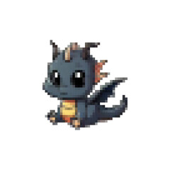Obraz premium Pixel icons dragons. Little baby dragons. Cartoon images of cute beautiful various interesting dragons.