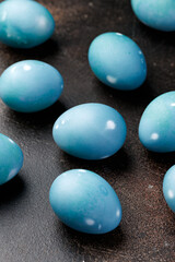 Beautiful blue Easter eggs. Happy Easter.