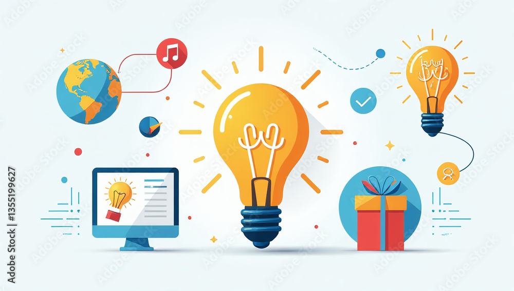 Aufkleber editable icon set innovation concepts including idea creativity inventions design projects
