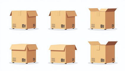 editable set shipping icon designs parcels boxes customizable stroke
