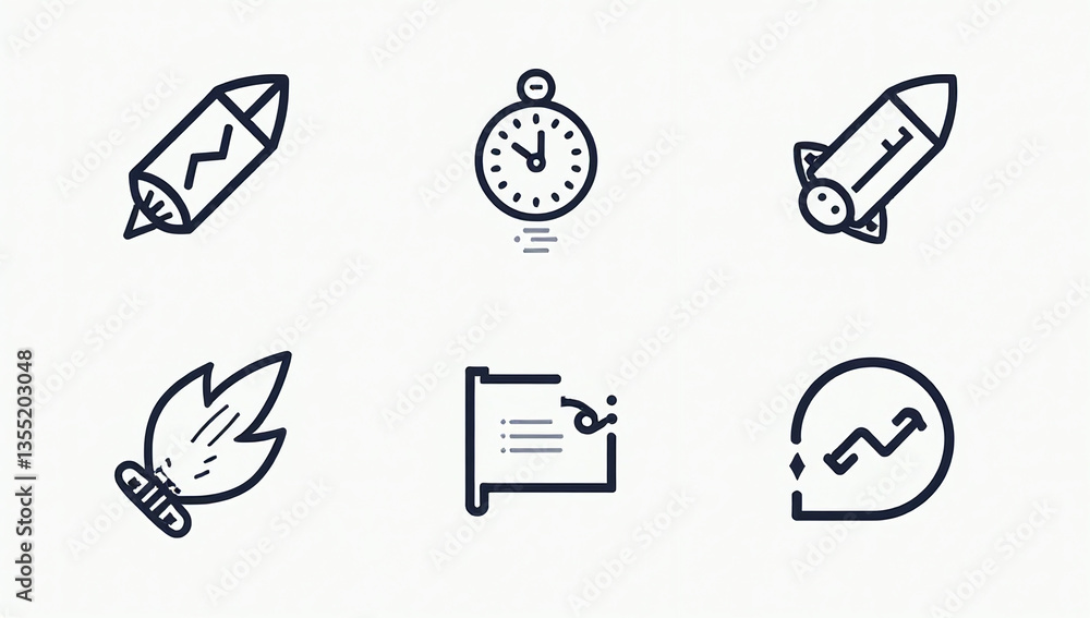 Poster graphic design line icons creative projects editable strokes available three different styles