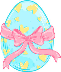 Easter egg with ribbon element PNG