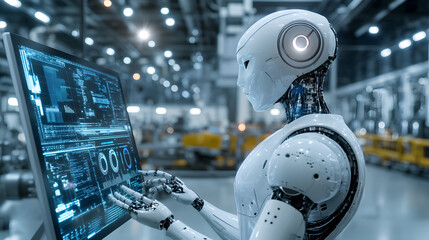 Fototapeta premium A humanoid AI artist creating an original digital opera performance.