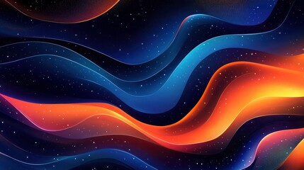 Abstract cosmic waves with vibrant orange and blue hues.