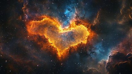 Fototapeta premium Cosmic heart-shaped nebula in space.