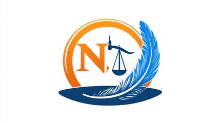 Law Firm Logo, Justice, Feather, Scales, Initial,  Professional, Abstract Design,  Branding