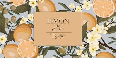 vector light banner with lemons and olives