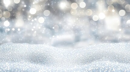 Obraz premium Sparkling Snowdrifts Under Silver Bokeh Lights Winter Magic.