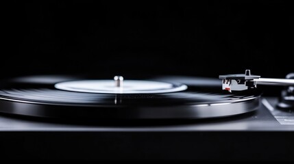 Vintage turntable playing a record