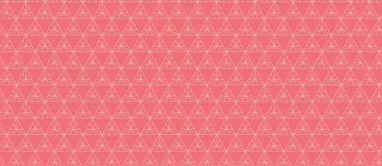 Elegant coral pink seamless pattern featuring intricate, repeating geometric triangles.  Ideal for website backgrounds, textile designs, or as a subtle texture overlay.