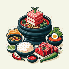 food, chicken, meal, dish, korean, asian, dak, korea, galbi, delicious, healthy, cuisine, restaurant, asia, dinner, sauce, hot, plate, vegetable, oriental, spicy, cabbage, stir, tasty, cooked, gochuja