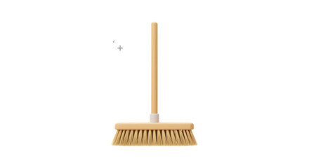 Isolated Wooden Broom for Cleaning and Housekeeping