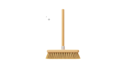 Isolated Wooden Broom for Cleaning and Housekeeping