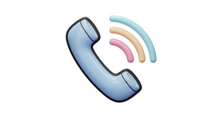 Isolated Pastel Colored Telephone Receiver with Sound Waves