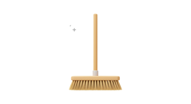 Isolated Wooden Broom for Cleaning and Housekeeping