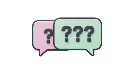 Isolated Pink and Green Speech Bubbles with Question Marks