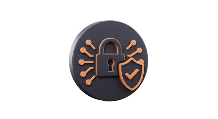 Isolated Data Security Shield with Padlock