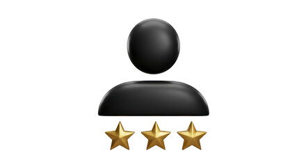 Isolated Dark User Avatar with Three Golden Stars