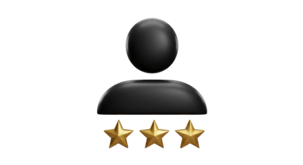 Isolated Dark User Avatar with Three Golden Stars