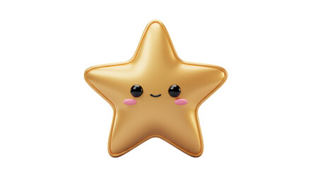 Isolated Golden Smiling Star Character for Kids