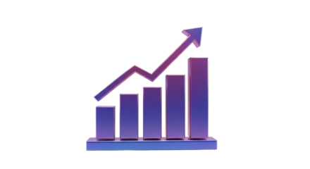 Isolated Growth Chart with Arrow Upward, Symbolizing Business Success and Progress