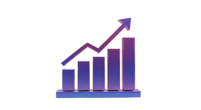 Isolated Growth Chart with Arrow Upward, Symbolizing Business Success and Progress