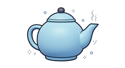 Isolated Light Blue Teapot with Steam, a Cozy Symbol of Tea Time