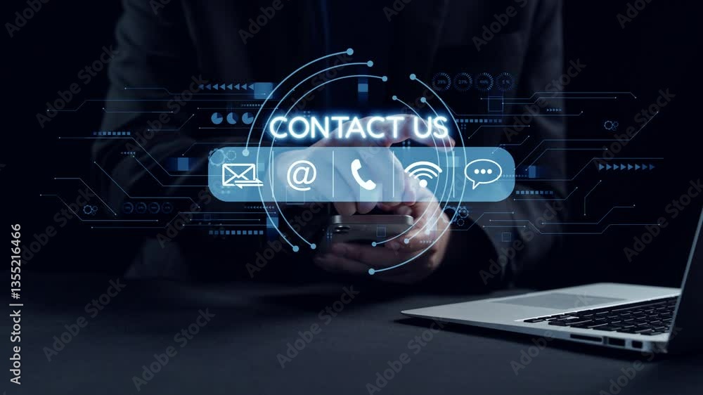 Poster a professional setting showcasing hands interacting with a visual representation of global connectio
