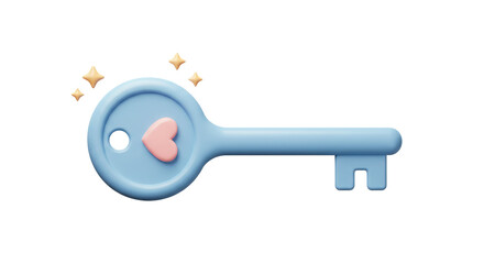 Isolated Pastel Key with Heart Detail for Love
