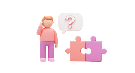 Isolated Problem Solving Concept with Puzzles and Thinking Man