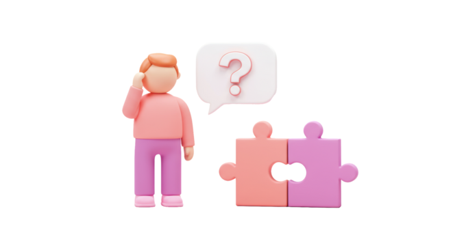 Isolated Problem Solving Concept with Puzzles and Thinking Man