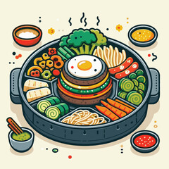 food, chicken, meal, dish, korean, asian, dak, korea, galbi, delicious, healthy, cuisine, restaurant, asia, dinner, sauce, hot, plate, vegetable, oriental, spicy, cabbage, stir, tasty, cooked, gochuja
