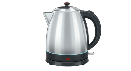 Isolated Silver Electric Kettle with Black Accents