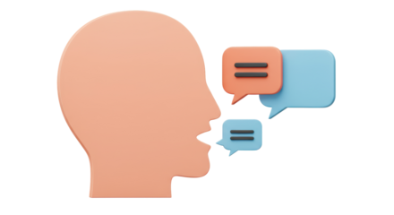 Isolated head with bubble text