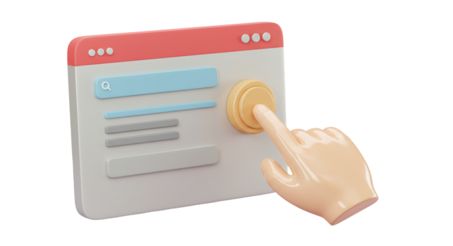 Isolated Hand Clicking Button on Website Interface for User Interaction