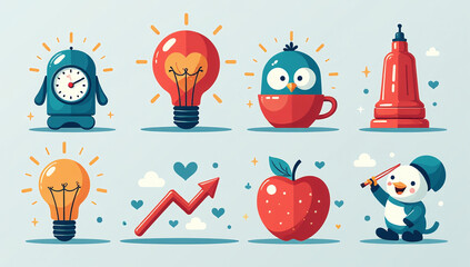 vibrant icons illustrated skilled artists unique set branding