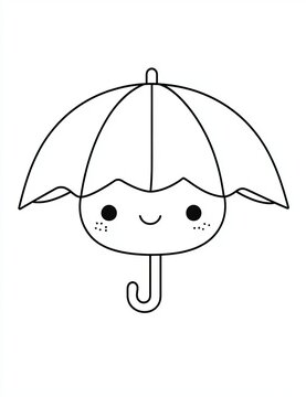 recommend clip art: Cute umbrella illustration with a smiling face and rosy cheeks.