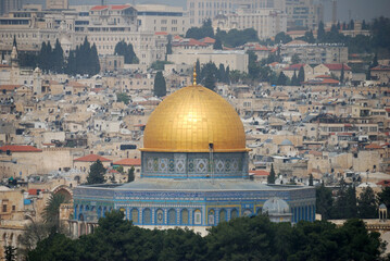 Primer plano de la Cúpula de la Roca en la ciudad antigua de Jerusalén, Israel