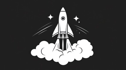 Fototapeta premium Rocket Launch Graphic - Space Exploration Icon