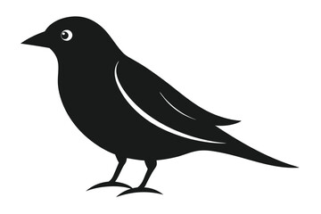 Obraz premium Elegant Silhouette of Bird Black Bird Standing Tall with Detailed Wing Markings