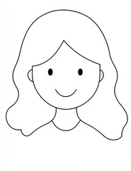 Obraz premium Simple black and white line drawing of a smiling person with long hair.