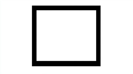Minimalist black square frame on a white background.
